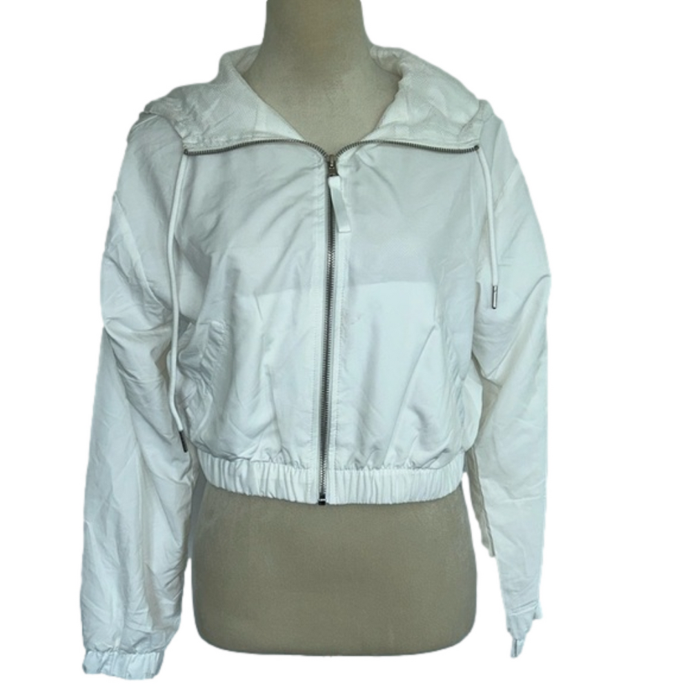 Forever 21: White, Cropped Wind Jacket: Size Small
